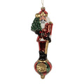 Weihnachtsanhänger Nussknacker auf Reflektorspindel Glas Rot Gold 6x5x20 cm von Clayre & Eef (6GL5310)