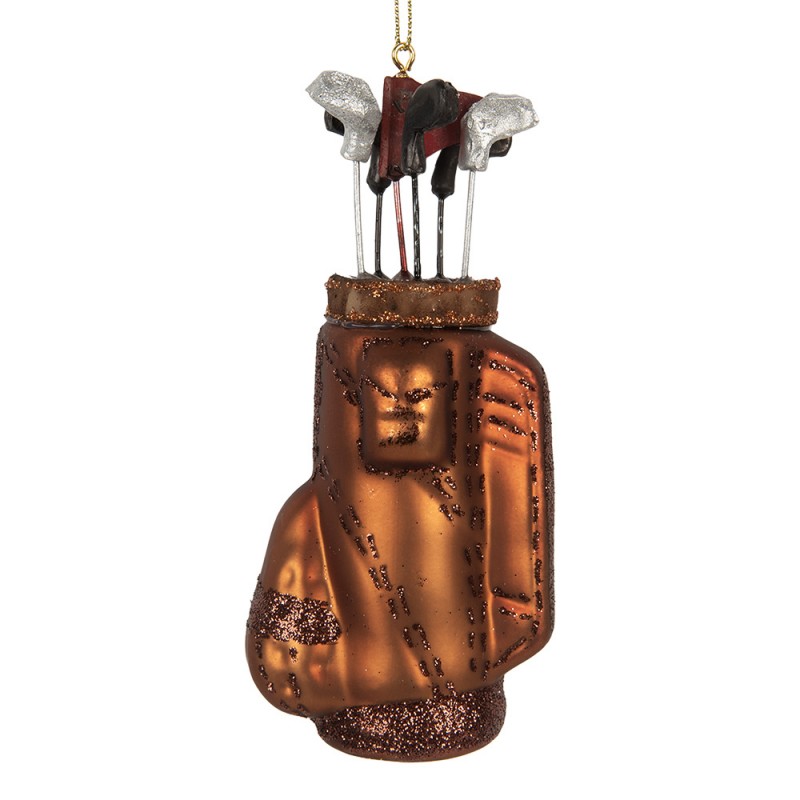 Weihnachtsanhänger Golftasche Golfbag mit Schlägern Glas Bronze Braun 6x4x13 cm von Clayre & Eef (6GL5311)