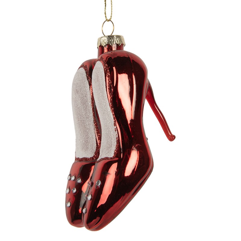 Weihnachtsanhänger High Heels Pumps mit Strass Glas Rot Silber 6x6x10 cm von Clayre & Eef (6GL5313)