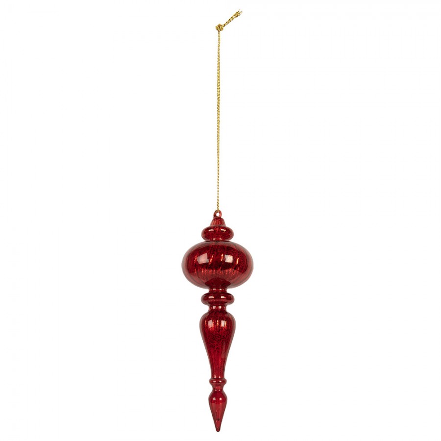 Clayre & Eef XXL Christbaumanhänger „Finial Grand“ aus Glas in Rot glänzend, Ø 9x28 cm (6GL5315)