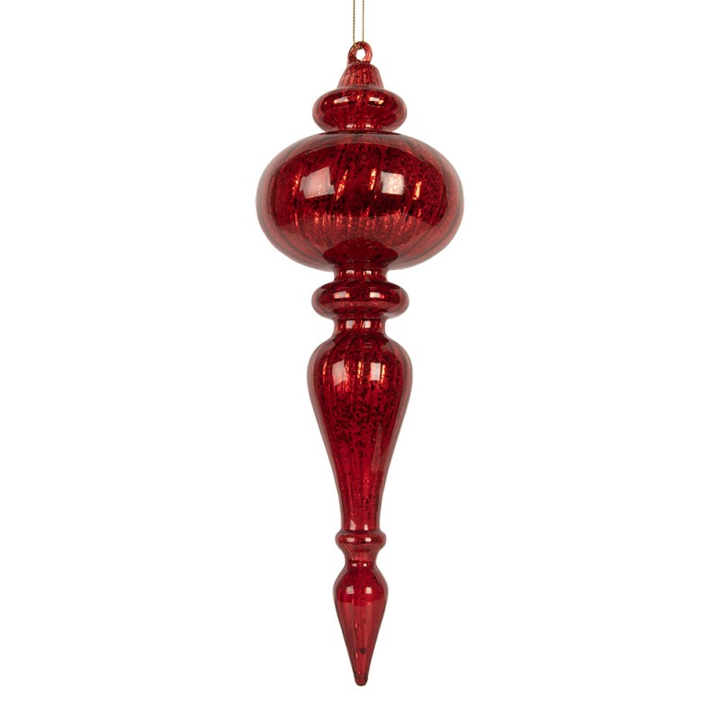 Clayre & Eef XXL Christbaumanhänger „Finial Grand“ aus Glas in Rot glänzend, Ø 9x28 cm (6GL5315)