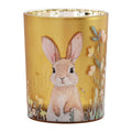 Clayre & Eef Teelichthalter Windlicht Zylinder Glas Goldener Hase Fruehlingswiese Innenspiegelung Ø 10x13 cm (6GL5379)