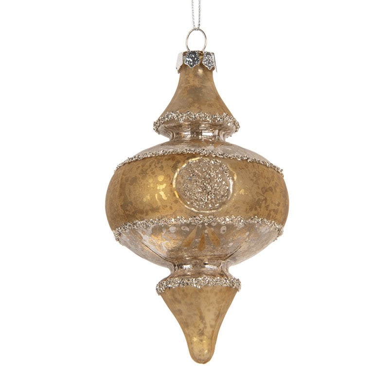 Clayre & Eef Christbaumanhänger „Tropfen“ aus Glas in Gold-Silber, Ø 7x13 cm (6GL5403)