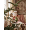 Weihnachtsanhänger Weihnachtsmann mit Tannenbaum und Plüschbart Glas Rot Gold 8x7x14 cm von Clayre & Eef (6GL5410)