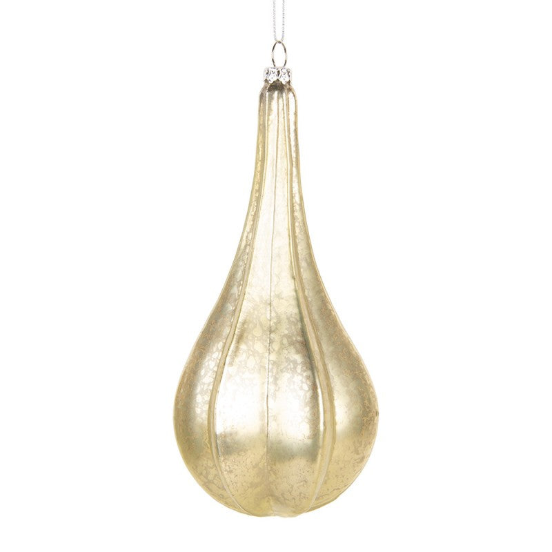 Clayre & Eef Christbaumanhänger „Zapfen Grand“ aus Glas in Goldfarbig, Ø 8x17 cm (6GL5411)