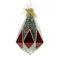 Clayre & Eef Christbaumkugel „Zwiebel“ aus Glas in Silberfarbig und Rot , Ø 8x12 cm (6GL5413)