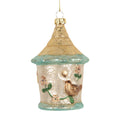 Weihnachtsanhänger Vogelhaus mit Vogel Bauernsilber Glas Champagner Aqua Ø 7x10 cm von Clayre & Eef (6GL5414)