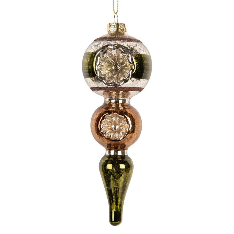 Clayre & Eef Christbaumanhänger „Eiszapfen“ aus Glas in Waldgrün, Ø 6x17 cm (6GL5420)