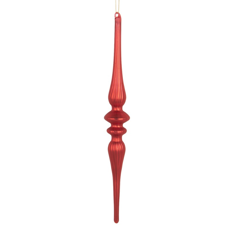 Weihnachtsanhänger Eiszapfen Spindel gerillt Glas Rubinrot Ø 4x29 cm von Clayre & Eef (6GL5431)