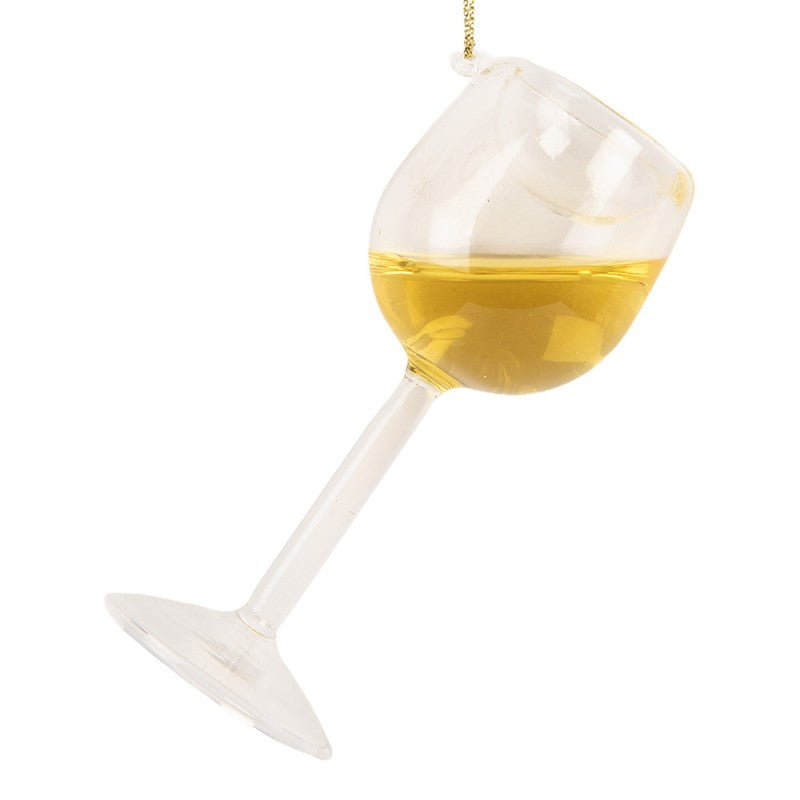 Weihnachtsanhänger Weinglas Weißwein schräg Klarglas Transparent Gold 4x4x9 cm von Clayre & Eef (6GL5440)