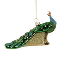 Weihnachtsanhänger Pfau mit Glitzerschweif Glas Grün Türkis Gold 13x5x8 cm von Clayre & Eef (6GL5441)