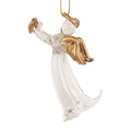 Weihnachtsanhänger Schutzengel schwebend Glas Transparent Gold 6x4x7 cm von Clayre & Eef (6GL5458)