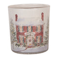 Clayre & Eef Teelichthalter Winterhaus Landhaus Weihnachten Verschneit Satiniert Ø 7x8 cm (6GL5462)