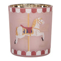Clayre & Eef Teelichthalter Nostalgisches Karussellpferd Baldachin Rosa Gold Ø 7x8 cm (6GL5464)