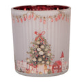 Clayre & Eef Teelichthalter Weihnachtsbaum Winterdorf Lichterkette Grau Rubinrot Innen Ø 7x8 cm (6GL5466)