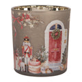 Clayre & Eef Teelichthalter Nussknacker Weihnachtstür Geschenke Taupegrau Gold Ø 7x8 cm (6GL5468)