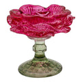 Clayre & Eef Teelichthalter Pfingstrose Blütenschale Kelchglas Fuchsia-Pink Lindgrüner Relieffuß Ø 10x9 cm (6GL5544F)