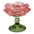 Clayre & Eef Teelichthalter Pfingstrose Blütenschale Kelchglas Pastell-Rosé Lindgrüner Relieffuß Ø 10x9 cm (6GL5544P)