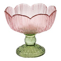 Clayre & Eef Teelichthalter Grosse Blueten Fussschale Farbglas Pastellrosa Salbeigruen Ø 17x13 cm (6GL5549P)