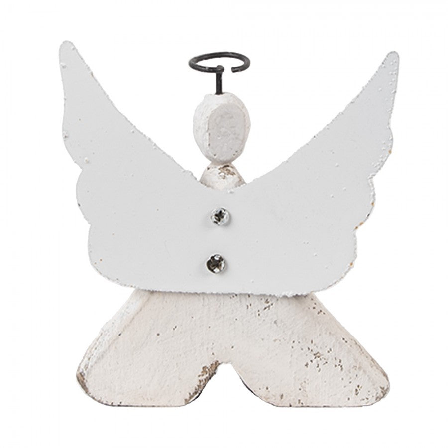 Holz- & Metall-Dekorationsfigur Engel Shabby Chic Weiß-Braun 8x3x9 cm von Clayre & Eef (6H2416S)