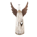 Holz- & Metall-Dekorationsfigur Engel mit Herzaussparung Shabby Chic Weiß-Braun 14x5x26 cm von Clayre & Eef (6H2420L)