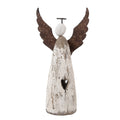 Holz- & Metall-Dekorationsfigur Engel mit Herzaussparung Shabby Chic Weiß-Braun 9x4x18 cm von Clayre & Eef (6H2420M)