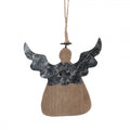 Holz- & Metall-Weihnachtsanhänger Engel Shabby Chic Braun-Weiß 10x2x10 cm von Clayre & Eef (6H2428)