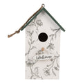 Vogelhaus Nistkasten Holz Weiß Blumen Welcome-Schild 15x10x22 cm von Clayre & Eef (6H2440)