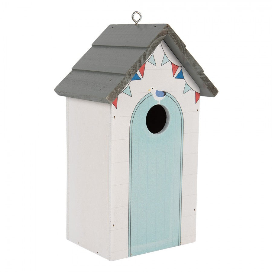 Vogelhaus Nistkasten Holz Maritim Strandhaus mit Möwe Weiß Blau 15x10x22 cm von Clayre & Eef (6H2441)