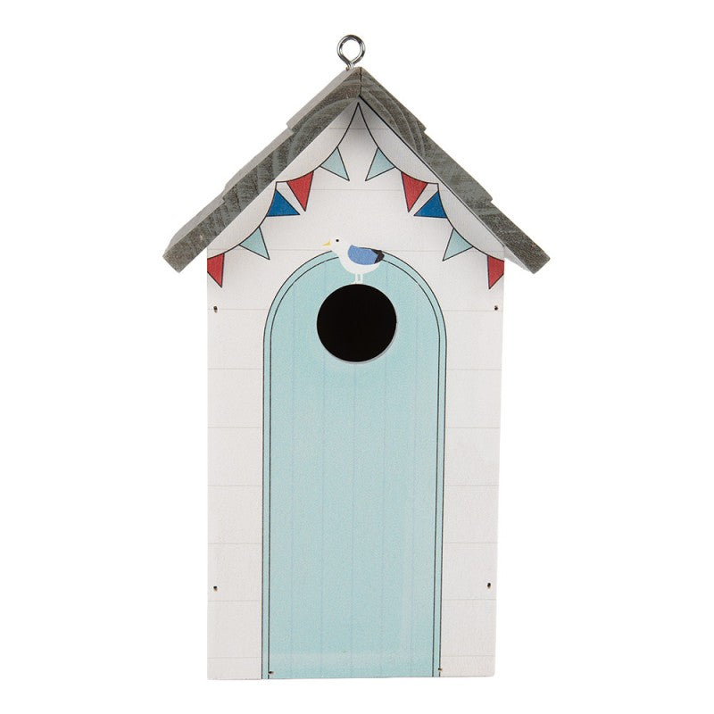 Vogelhaus Nistkasten Holz Maritim Strandhaus mit Möwe Weiß Blau 15x10x22 cm von Clayre & Eef (6H2441)