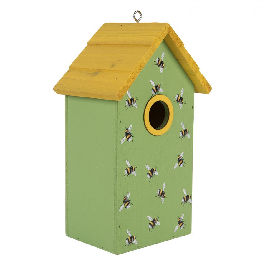 Vogelhaus Nistkasten Holz Hummeln Grün Gelb 15x10x22 cm von Clayre & Eef (6H2443)