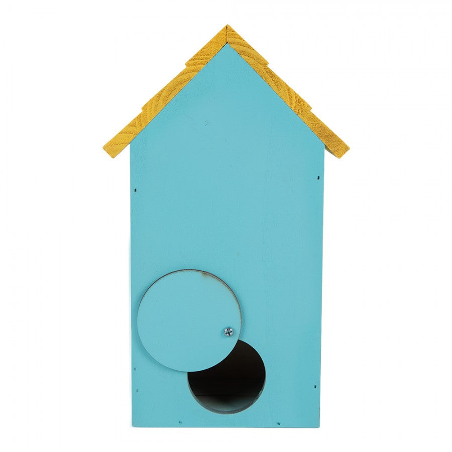 Vogelhaus Nistkasten Holz Hummeln Blau Gelb 15x10x22 cm von Clayre & Eef (6H2444)