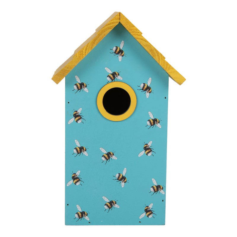 Vogelhaus Nistkasten Holz Hummeln Blau Gelb 15x10x22 cm von Clayre & Eef (6H2444)