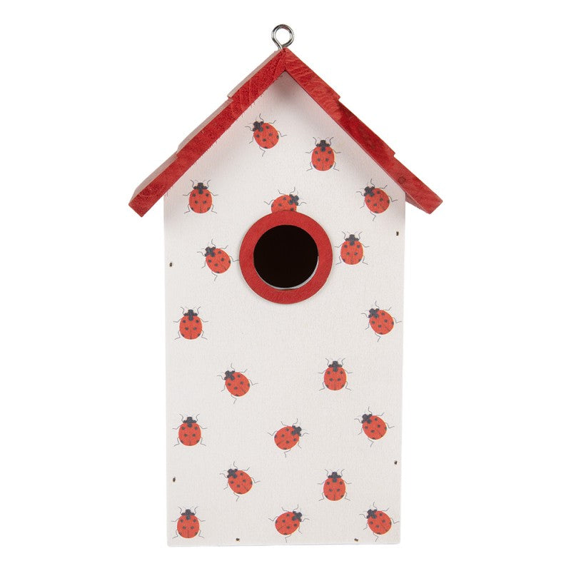 Vogelhaus Nistkasten Holz Marienkäfer Weiß Rot 15x10x22 cm von Clayre & Eef (6H2445)