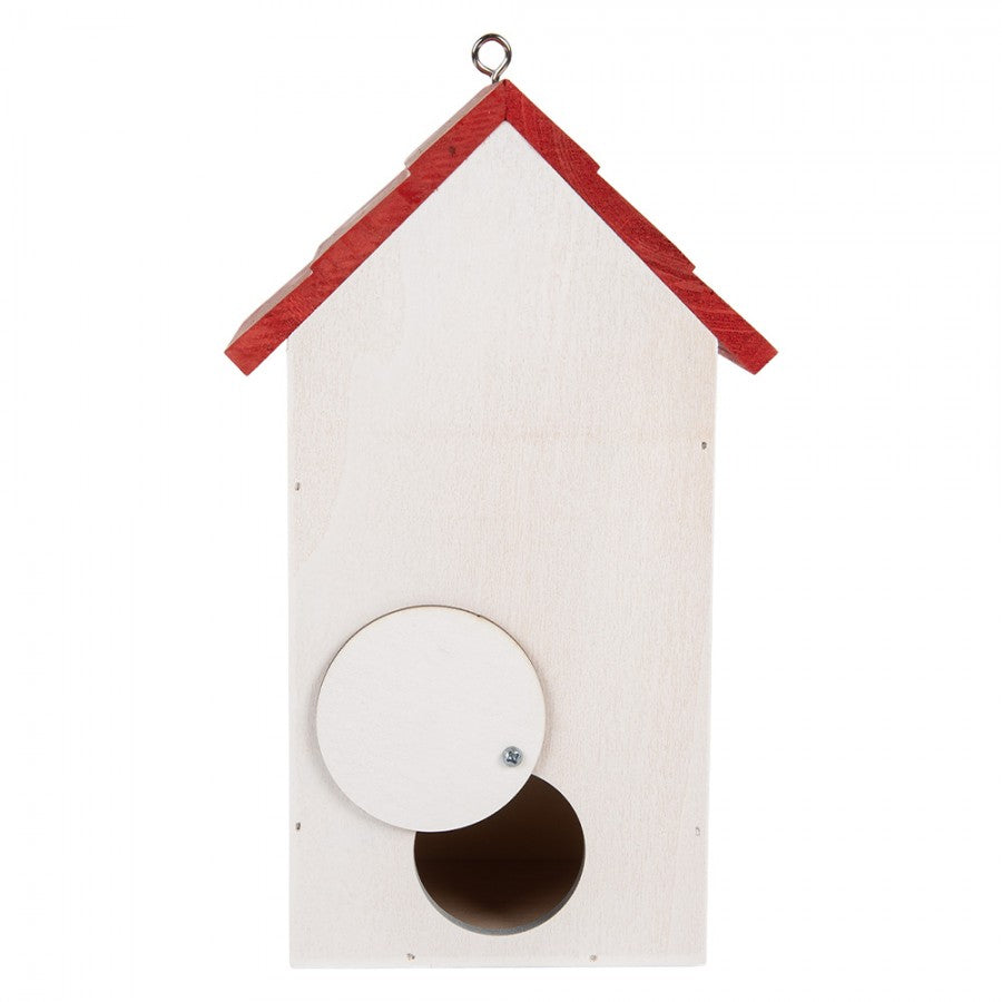 Vogelhaus Nistkasten Holz Klatschmohn Weiß Rot 15x10x22 cm von Clayre & Eef (6H2446)