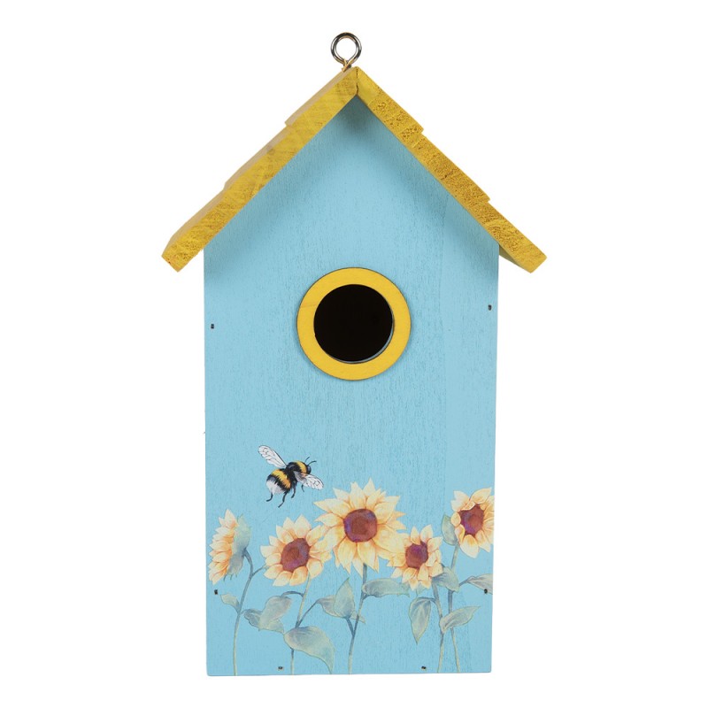Vogelhaus Nistkasten Holz Sonnenblumen Blau Gelb 15x10x22 cm von Clayre & Eef (6H2448)