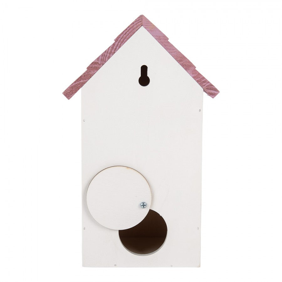 Vogelhaus Nistkasten Holz Blumenwiese Schmetterlinge Weiß Rosa 15x10x22 cm von Clayre & Eef (6H2452)