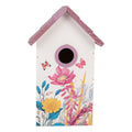Vogelhaus Nistkasten Holz Blumenwiese Schmetterlinge Weiß Rosa 15x10x22 cm von Clayre & Eef (6H2452)