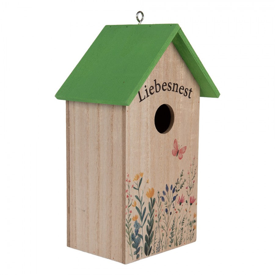 Vogelhaus Nistkasten Holz Liebesnest Naturholz Grün 14x10x23 cm von Clayre & Eef (6H2453)