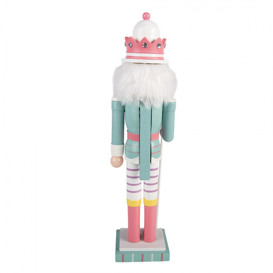 Pastell-Weihnachtsfigur Nussknacker Candyland Blau-Rosa Holz 8x7x25 cm von Clayre & Eef (6H2472)
