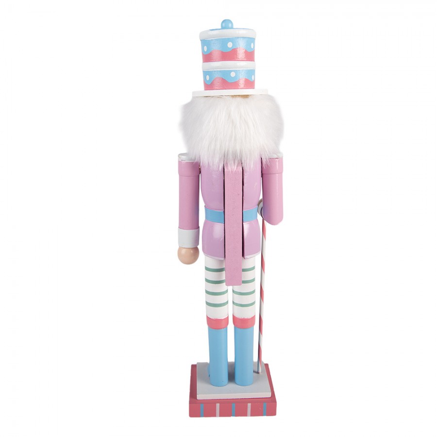 Pastell-Weihnachtsfigur Nussknacker Candyland Rosa-Blau Holz 8x7x25 cm von Clayre & Eef (6H2473)
