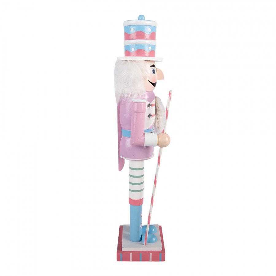 Pastell-Weihnachtsfigur Nussknacker Candyland Rosa-Blau Holz 8x7x25 cm von Clayre & Eef (6H2473)
