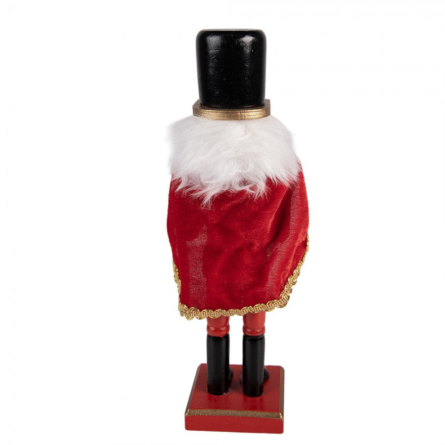 Traditionelle Weihnachtsfigur Nussknacker-Trommler mit Samt-Cape Rot-Grün-Gold Holz 7x6x25 cm von Clayre & Eef (6H2479)