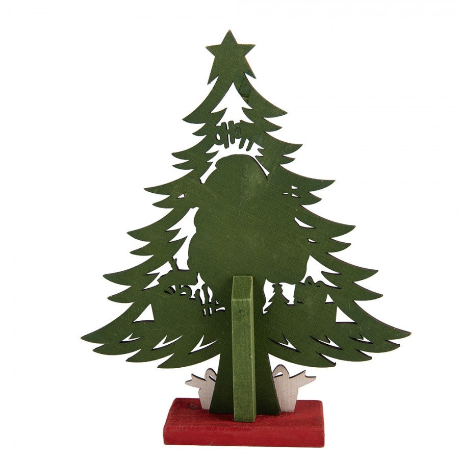 Deko-Weihnachtsbaum aus Holz mit Weihnachtsmann & Geschenken Bunt 25x6x30 cm von Clayre & Eef (6H2483)
