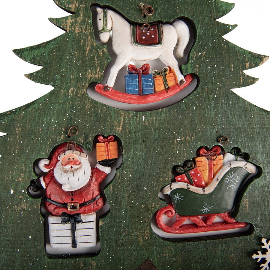 Deko-Weihnachtsbaum aus Holz mit Miniatur-Figuren Grün Bunt 32x2x39 cm von Clayre & Eef (6H2484)