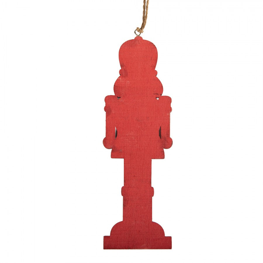 Traditioneller Weihnachtsanhänger Nussknacker Rot-Schwarz Holz mit Stern 6x1x18 cm von Clayre & Eef (6H2497)