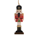 Traditioneller Weihnachtsanhänger Nussknacker Rot-Schwarz Holz mit Stern 6x1x18 cm von Clayre & Eef (6H2497)