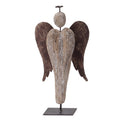 Holz- & Metall-Dekorationsfigur Engel auf Metallfuß Braun-Weiß 11x4x21 cm von Clayre & Eef (6H2507)
