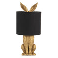 Glamouröse Hasen-Tischlampe mit Ohren & Stoffschirm Gold-Schwarz Polyresin Ø 20x43 cm von Clayre & Eef (6LMC0013GO)