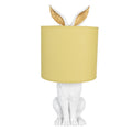 Originelle Hasen-Tischlampe mit Goldohren & Stoffschirm Weiß-Gelb Polyresin Ø 20x43 cm von Clayre & Eef (6LMC0013WY)
